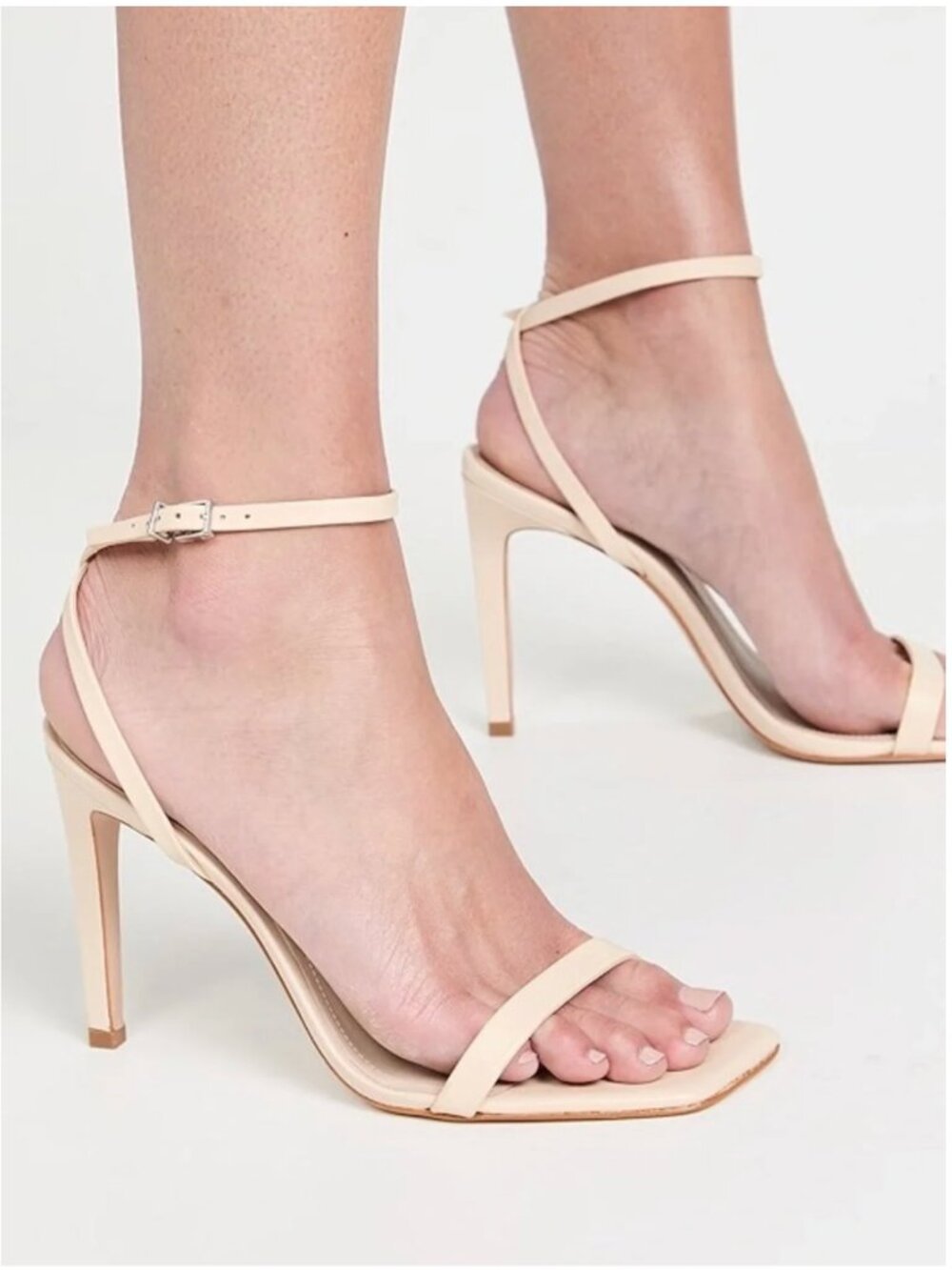 Schutz Shani High Heel Shoes Open Square Toe Leather Heels Eggshell New Size 7